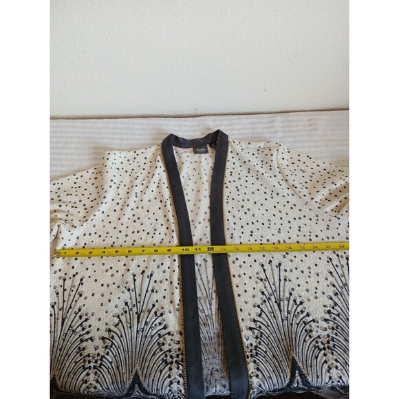 Chico’s Travelers Collection Foiled Peacock Jacket Cardigan Ivory Gray Size 3 XL - Picture 11 of 16